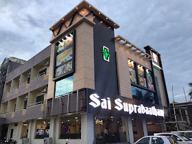 Sai Suprabatham restaurant building at night