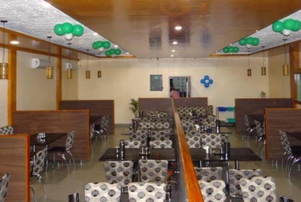 Bright dining hall with booth seating