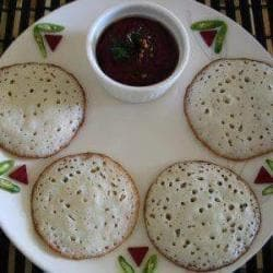 Plate of appam with chutney